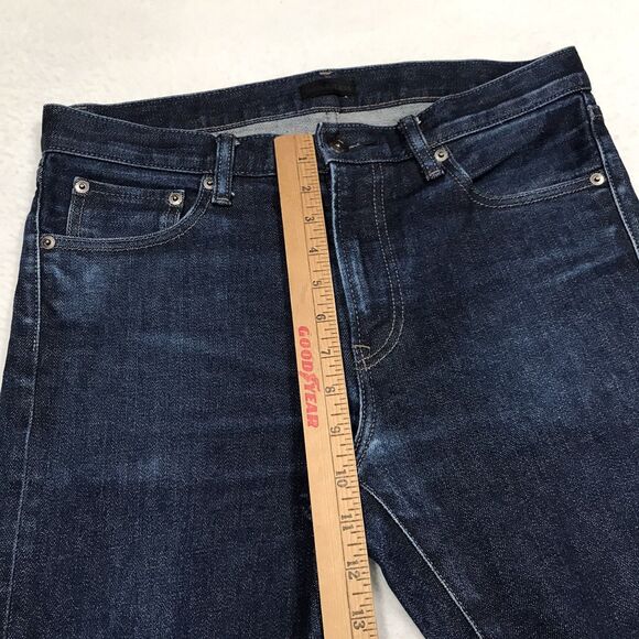 UNIQLO Selvedge Jean Men 31x32 Slim Straight Kaihara Japanese Denim Dark Wash - Picture 6 of 13